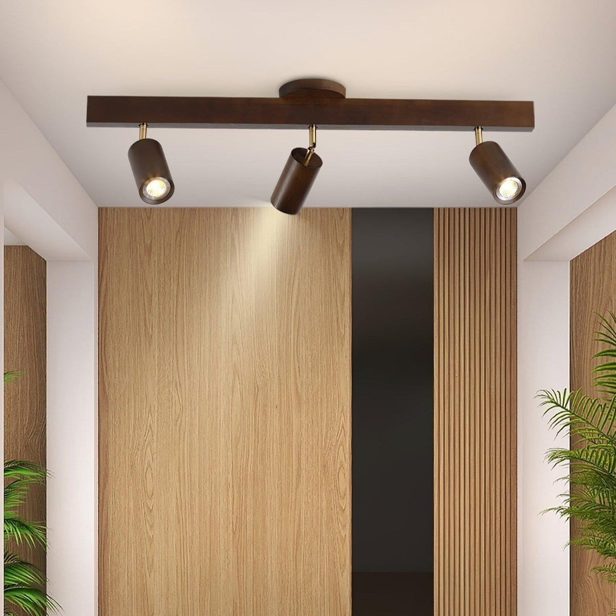 Plafondspot Hout Verstelbaar 2-5 Spots Warm Licht Spotbalk Modern Interieur Rail Directe Verlichting | Sulvida