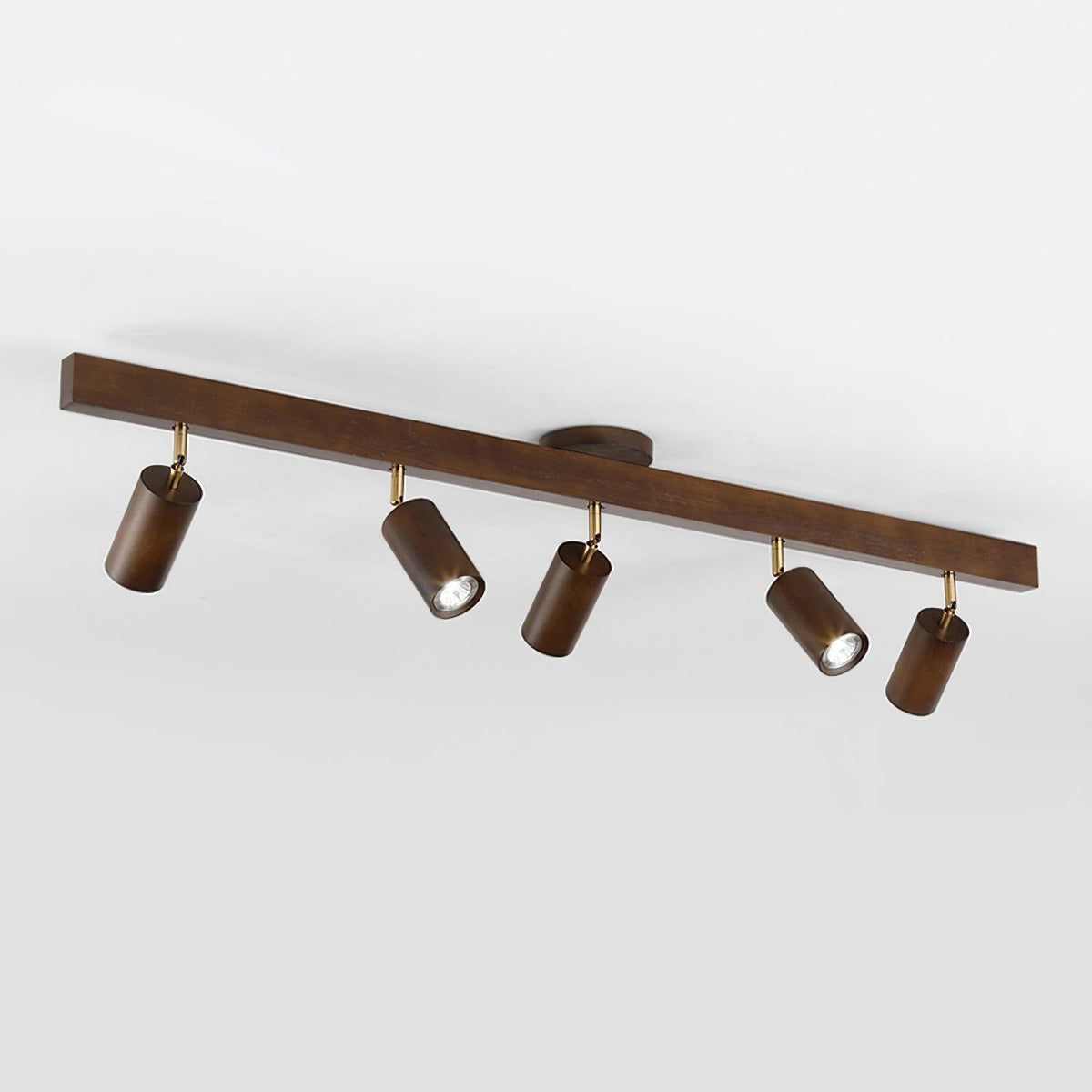 Plafondspot Hout Verstelbaar 2-5 Spots Warm Licht Spotbalk Modern Interieur Rail Directe Verlichting | Sulvida
