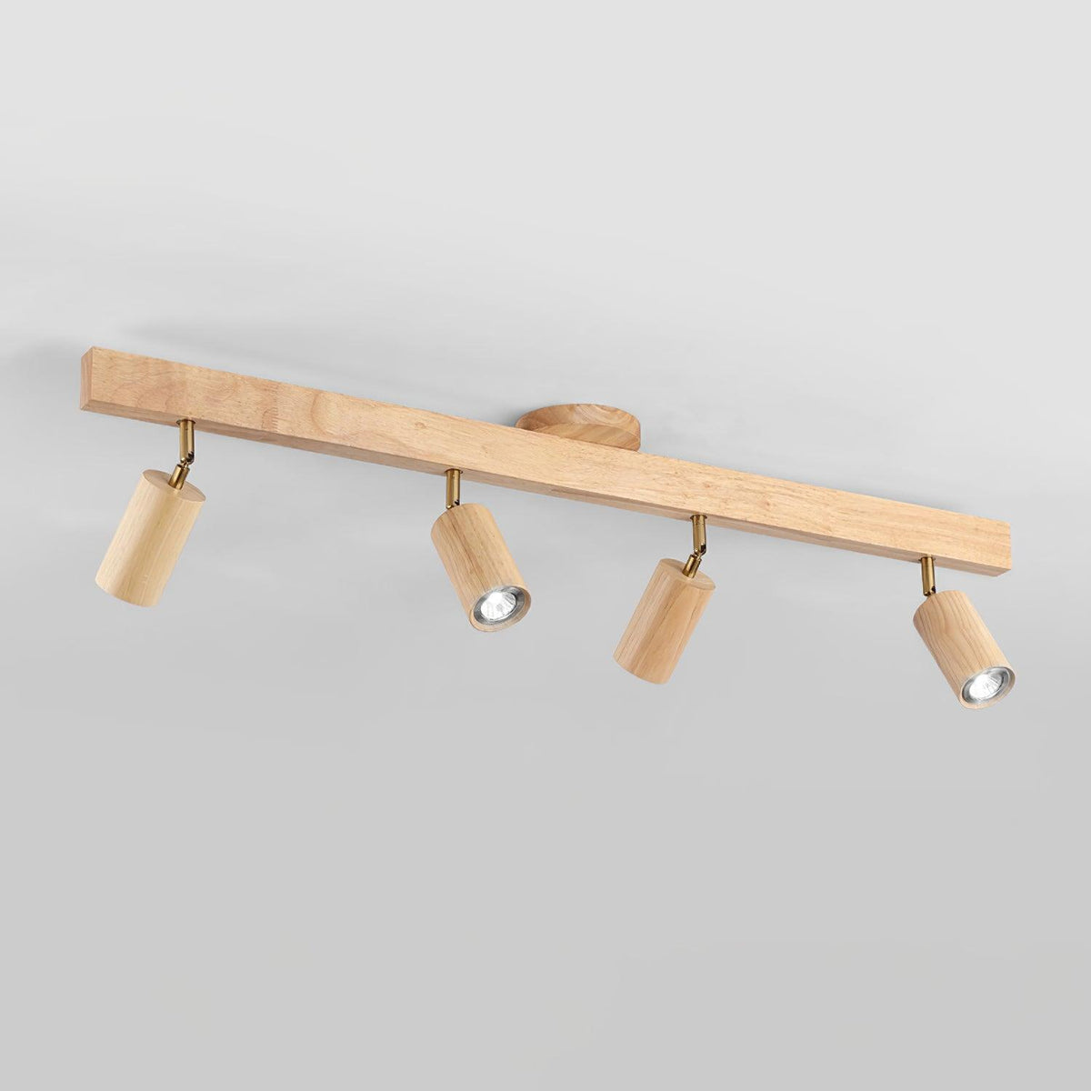 Plafondspot Hout Verstelbaar 2-5 Spots Warm Licht Spotbalk Modern Interieur Rail Directe Verlichting | Sulvida