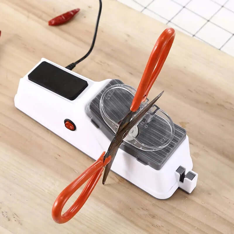 Elektrische Messenslijper Oplaadbaar USB – Snel & Veilig Messen Slijpen voor Keuken en Hobby – Compacte Messensnijder met Edelstalen Slijpschijf | Sulvida