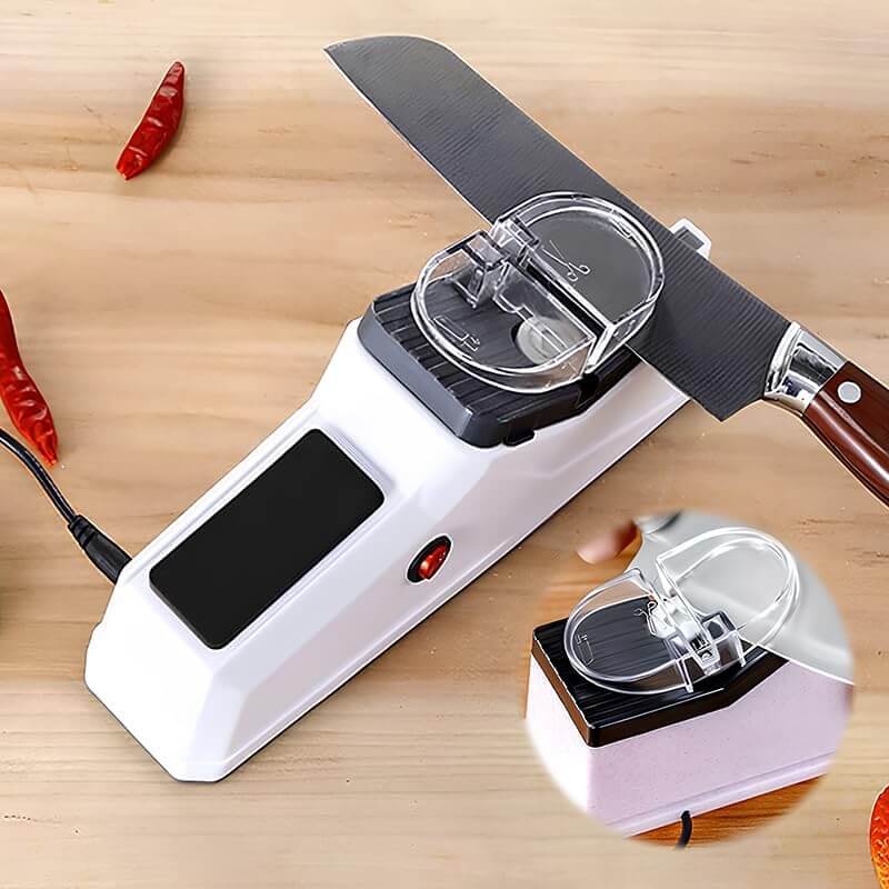 Elektrische Messenslijper Oplaadbaar USB – Snel & Veilig Messen Slijpen voor Keuken en Hobby – Compacte Messensnijder met Edelstalen Slijpschijf | Sulvida