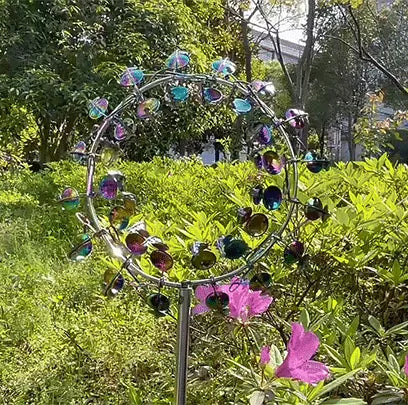 Metalen windmolen met glanzende afwerking voor tuin en terras decoratieve tuinsculptuur windspinner buitendecoratie | Sulvida