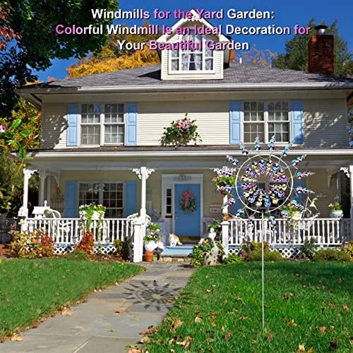 Metalen windmolen met glanzende afwerking voor tuin en terras decoratieve tuinsculptuur windspinner buitendecoratie | Sulvida