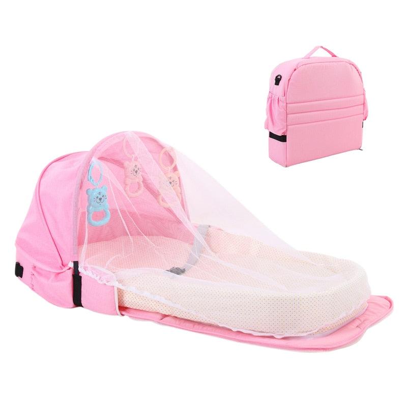 Pop-up Babybedje met Muggengaas Opvouwbare Reisbaby 0-18 Maanden Roze Blauw Groen Draagbaar Campingbedje | Sulvida