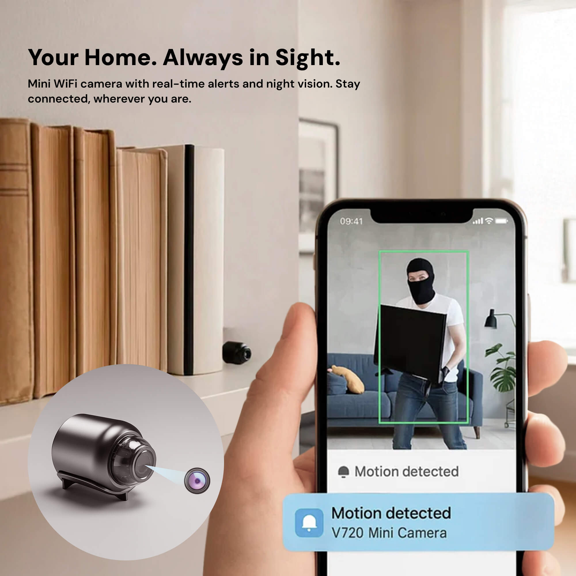 Draadloze Mini Bewakingscamera met Audio voor Thuisbeveiliging Discreet Toezicht Verborgen Spycam Opname WiFi Beveiligingssysteem Huis | Sulvida