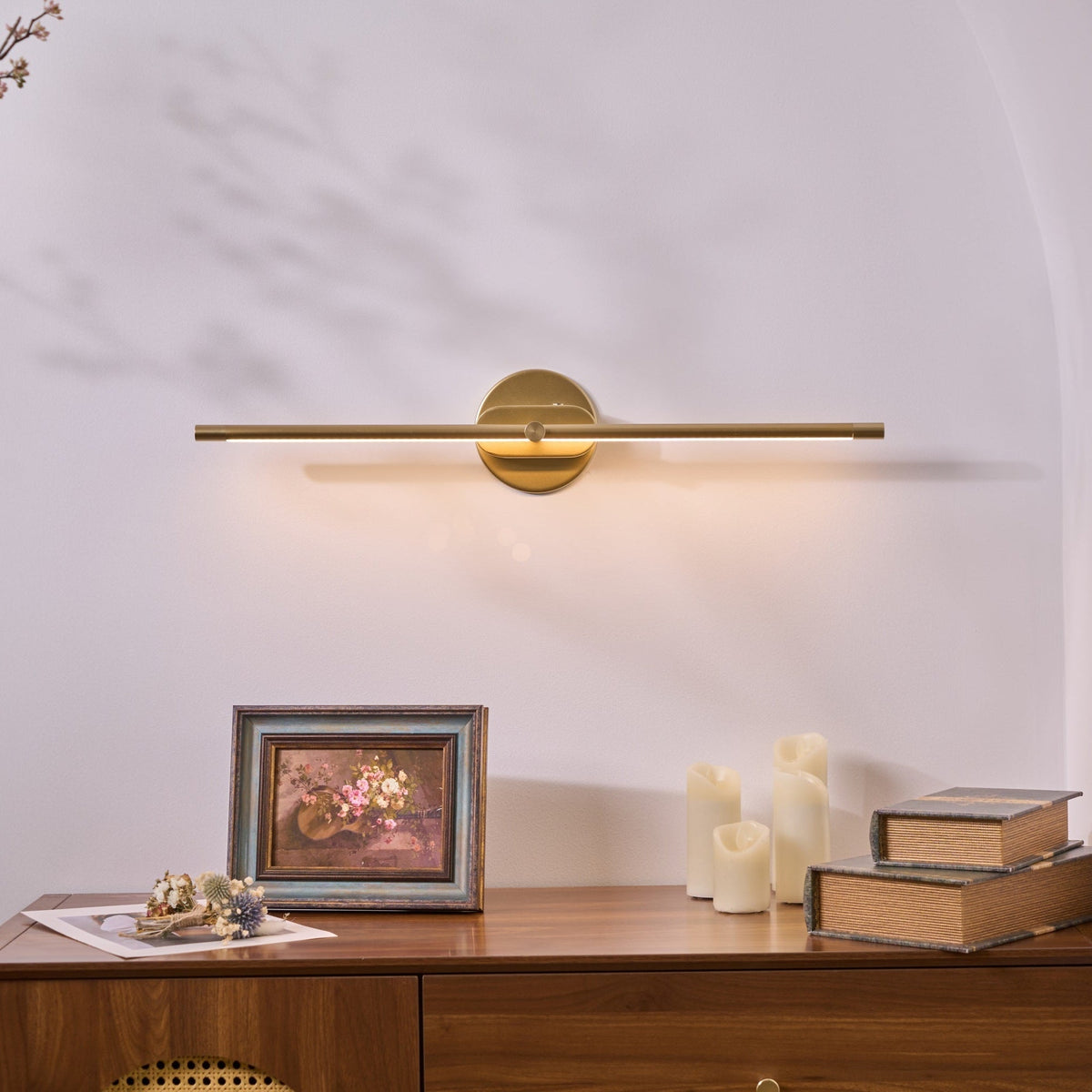 Oplaadbare LED Wandlamp Zwart Goud 68cm 98cm 128cm Touch Dimbaar Snoerloos Modern Minimalistisch Design | Sulvida