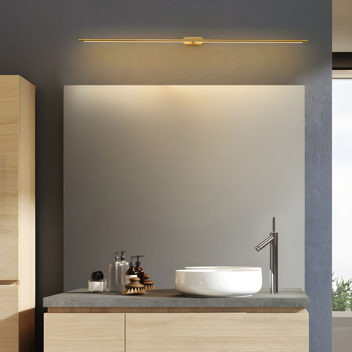 Lineaire Wandlamp Oplaadbaar met Touchbediening en Dimfunctie voor Badkamer Spiegel Hal Toilet Kantoor | Sulvida