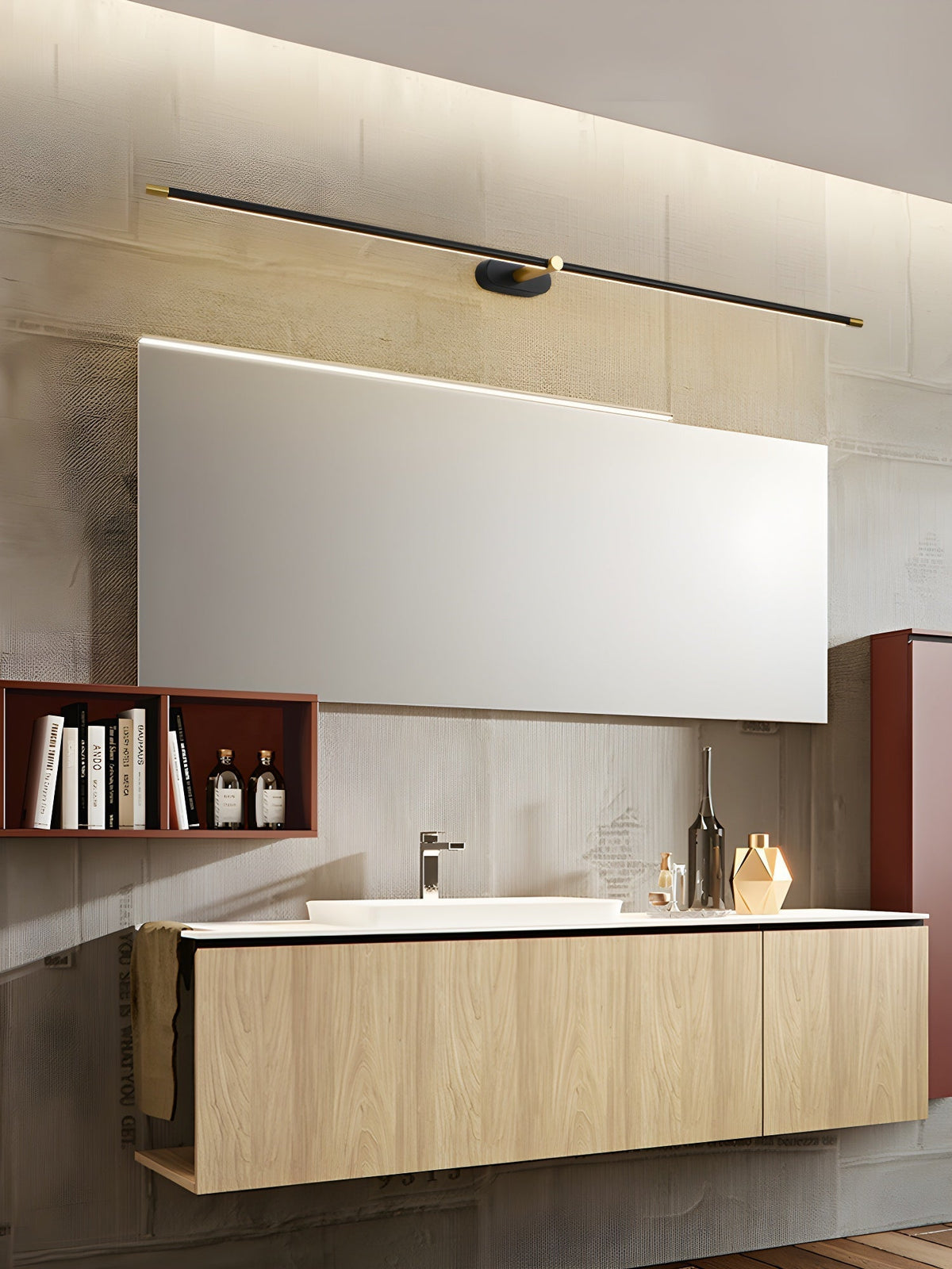 Lineaire Wandlamp Oplaadbaar met Touchbediening en Dimfunctie voor Badkamer Spiegel Hal Toilet Kantoor | Sulvida