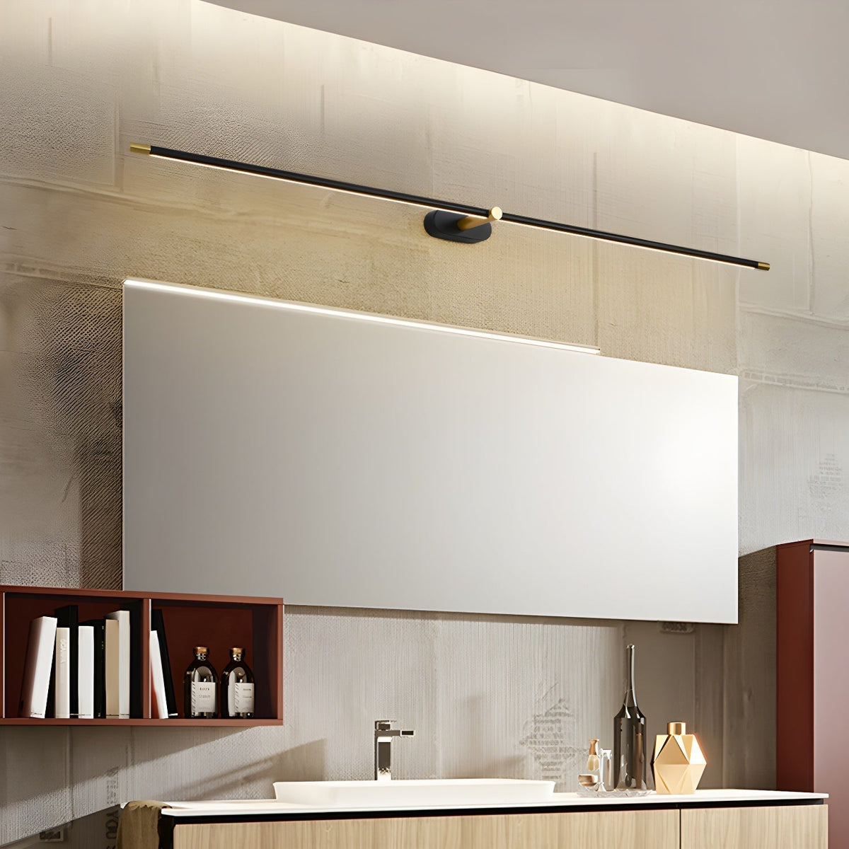 Lineaire Wandlamp Oplaadbaar met Touchbediening en Dimfunctie voor Badkamer Spiegel Hal Toilet Kantoor | Sulvida