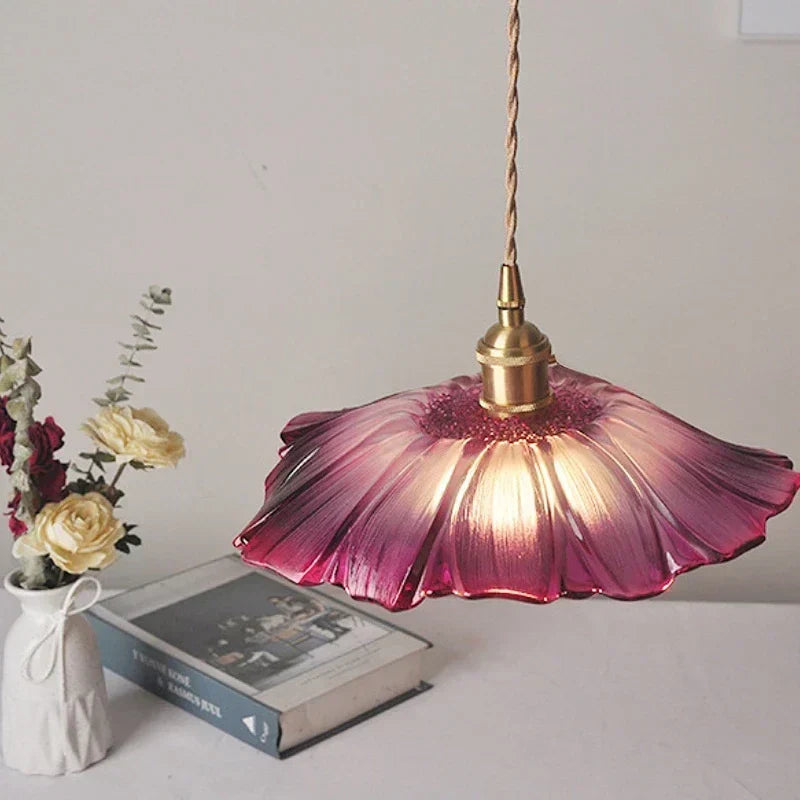 Glazen Hanglamp Bloem Ø26cm Decoratieve Pendelverlichting Eetkamer Slaapkamer Hal Moderne Sfeervolle Lamp | Sulvida