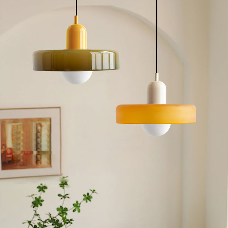 Glazen hanglamp verstelbare kabel ronde pendellamp eettafel woonkamer verlichting modern design sfeervolle ruimte | Sulvida