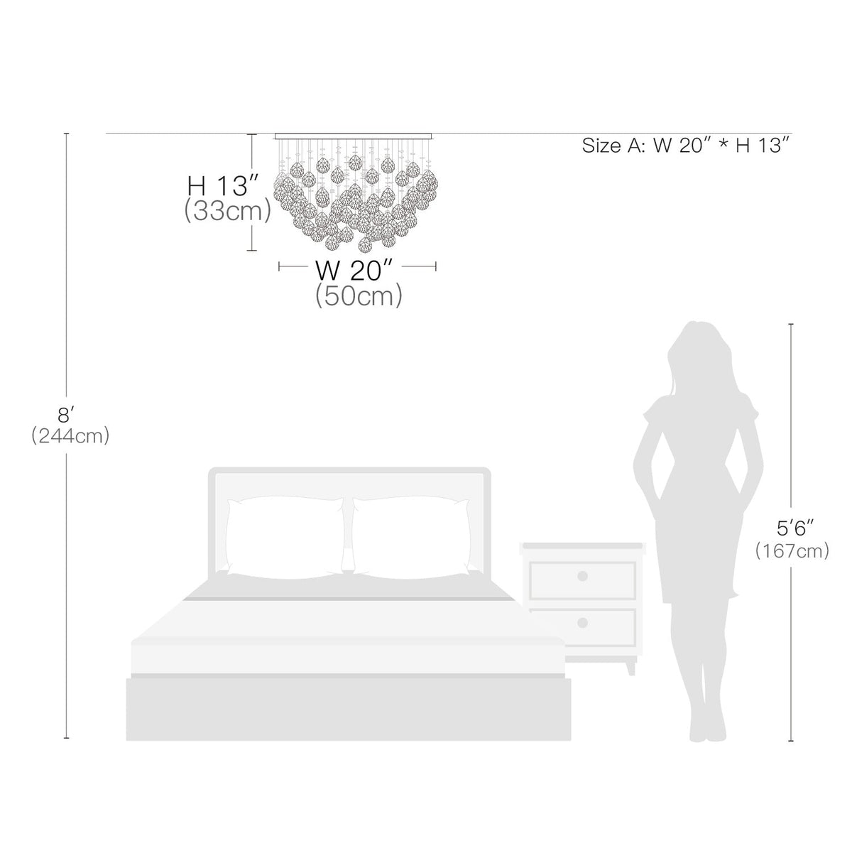 Kristallen Plafondlamp Rond Modern Chroom 50 cm 9 Lichtpunten Woonkamer Eetkamer Slaapkamer Hanglamp | Sulvida