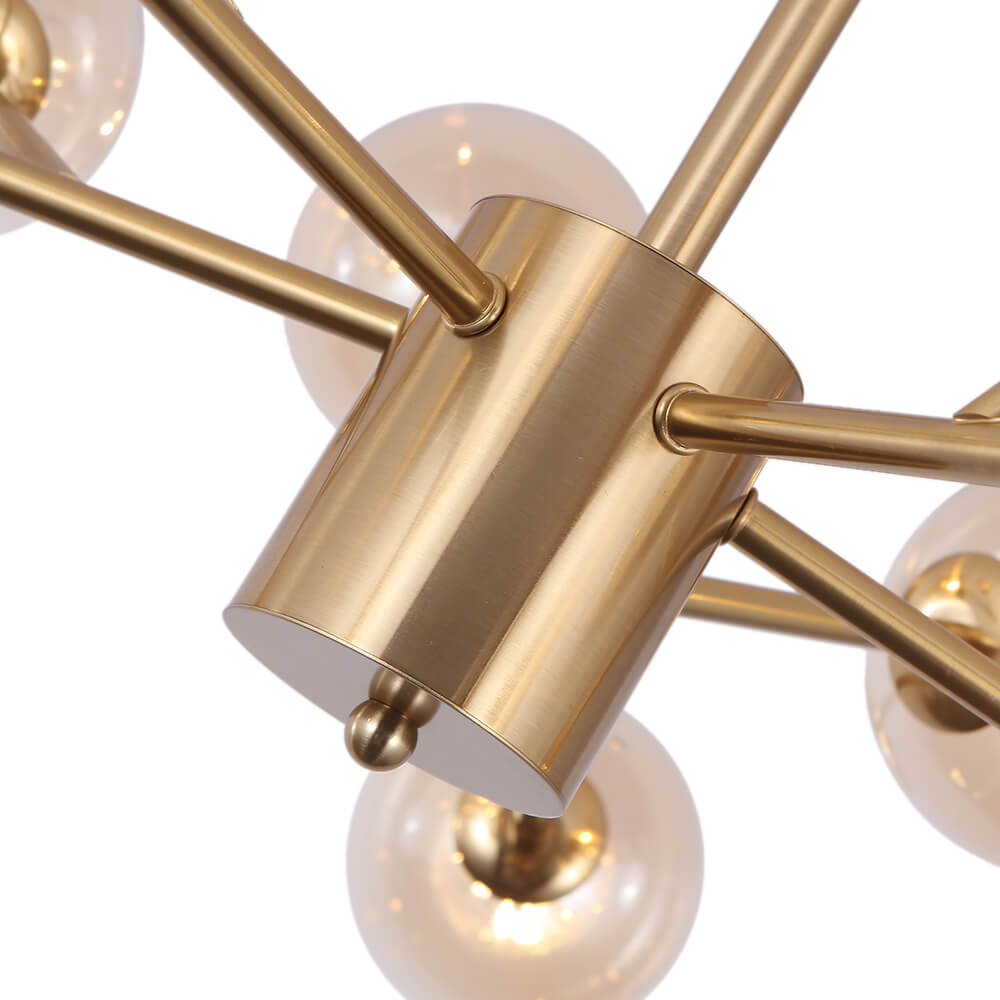 Glazen Kroonluchter met Metalen Frame en 15 Lichtpunten voor Eetkamer Woonkamer Hal Sfeervolle Hanglamp | Sulvida