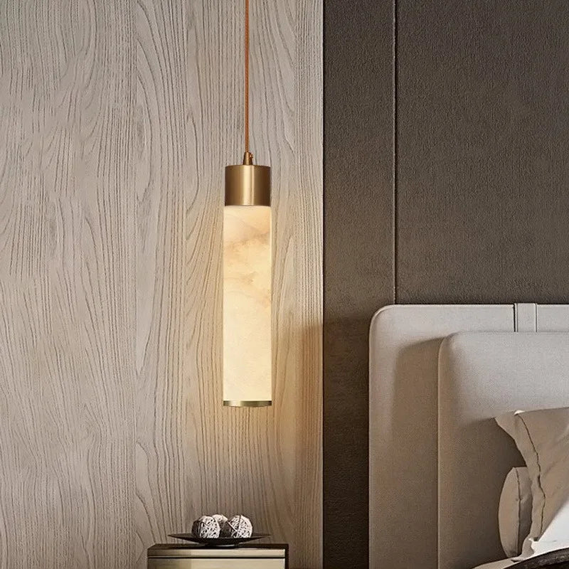 Natuurstenen Hanglamp Marmer met Koper Snoer Pendelverlichting voor Eettafel Slaapkamer Keukeneiland Woonkamer | Sulvida