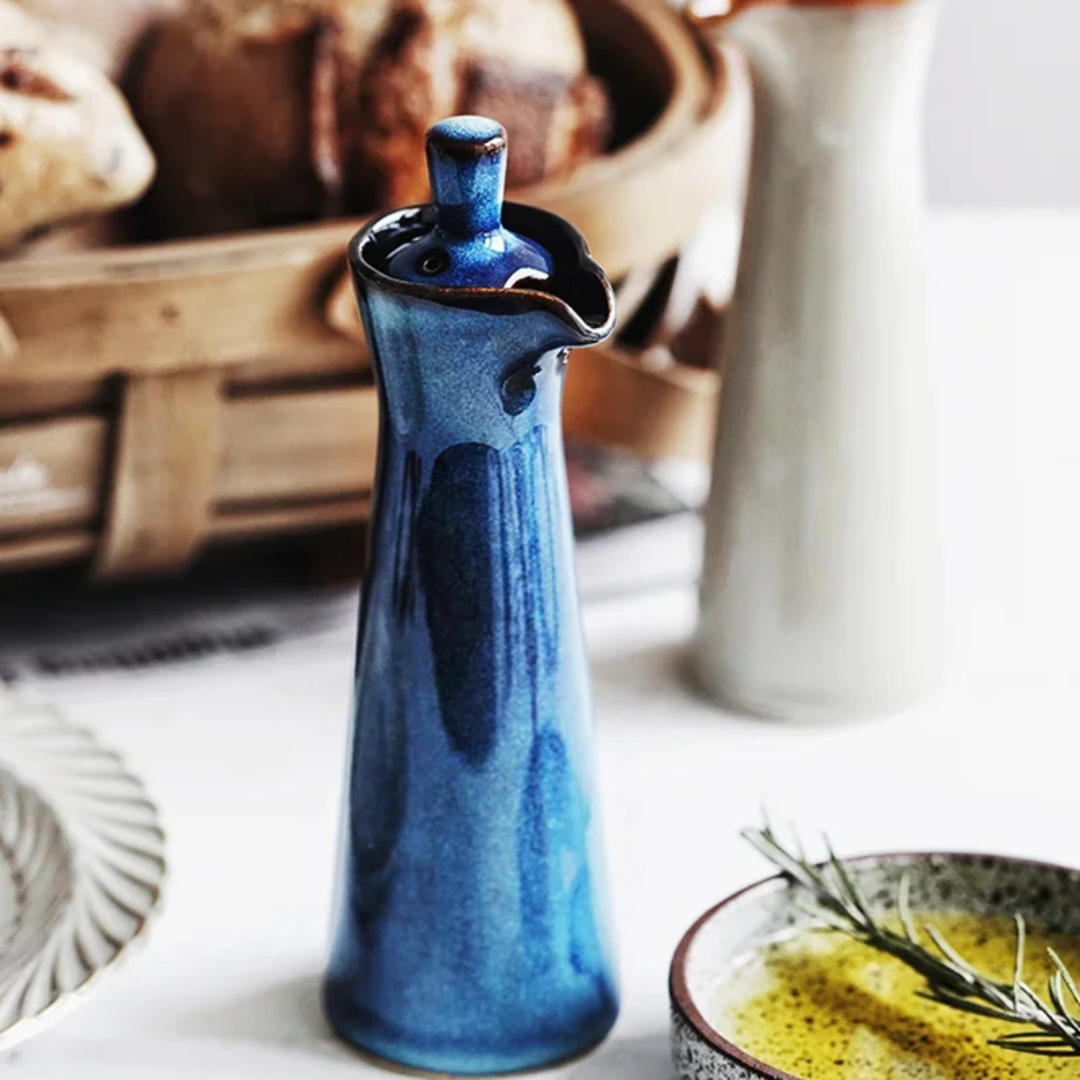 Keramische Olie- en Azijndispenser Glanzend Set van 2 Stuks Modern Serviesgoed Glas 120ml Keuken Tafel | Sulvida