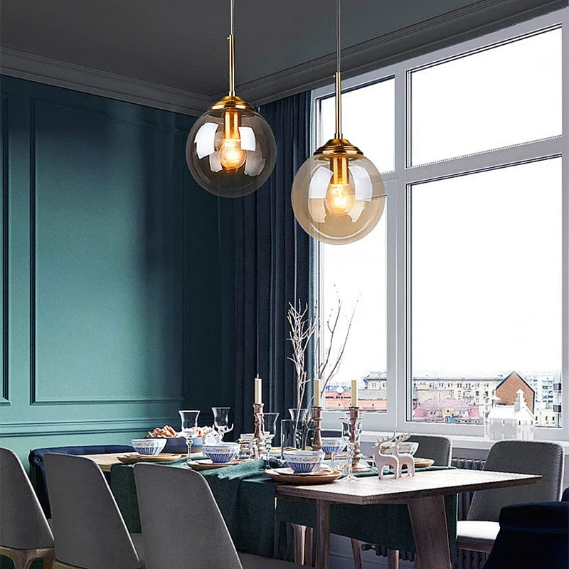 Glazen Hanglamp Scandinavisch Design Metalen Frame E27 Slaapkamer Woonkamer Studeerkamer Hotelsuite Eetkamer | Sulvida