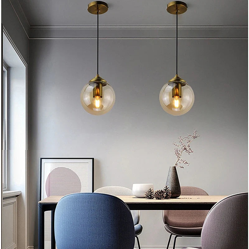 Glazen Hanglamp Scandinavisch Design Metalen Frame E27 Slaapkamer Woonkamer Studeerkamer Hotelsuite Eetkamer | Sulvida