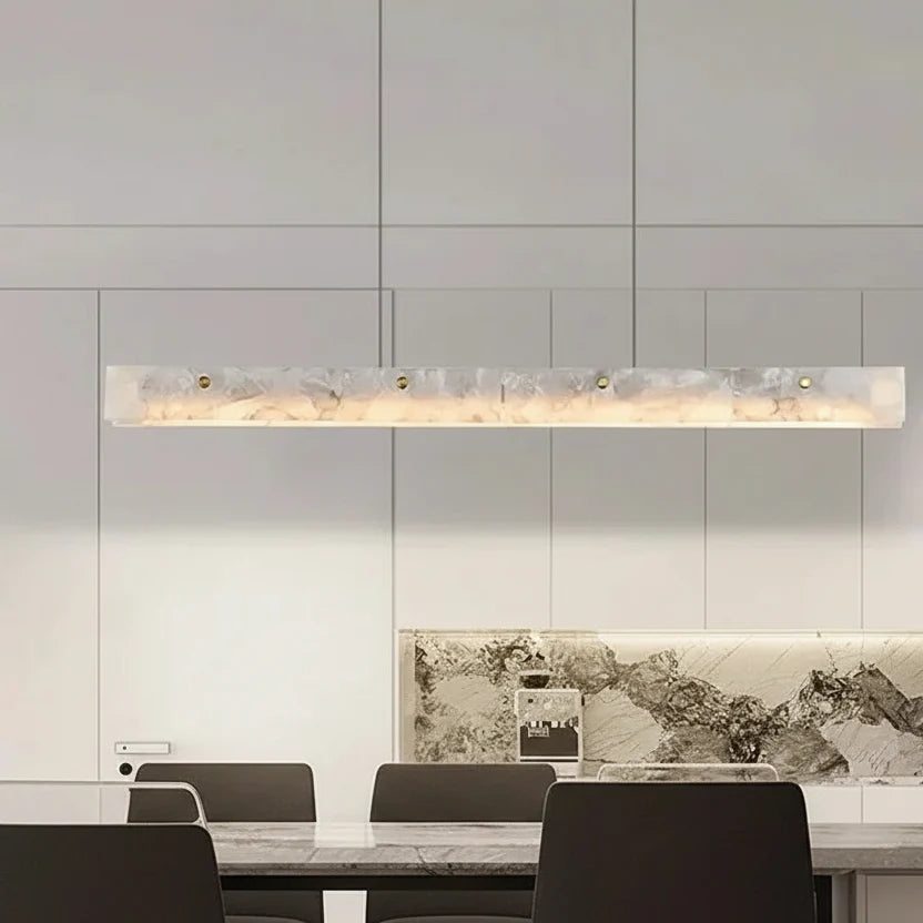 Lineaire Kroonluchter Albast Natuursteen Metaal Dimbaar LED Verlichting Eetkamer Keukeneiland Luxe Design | Sulvida
