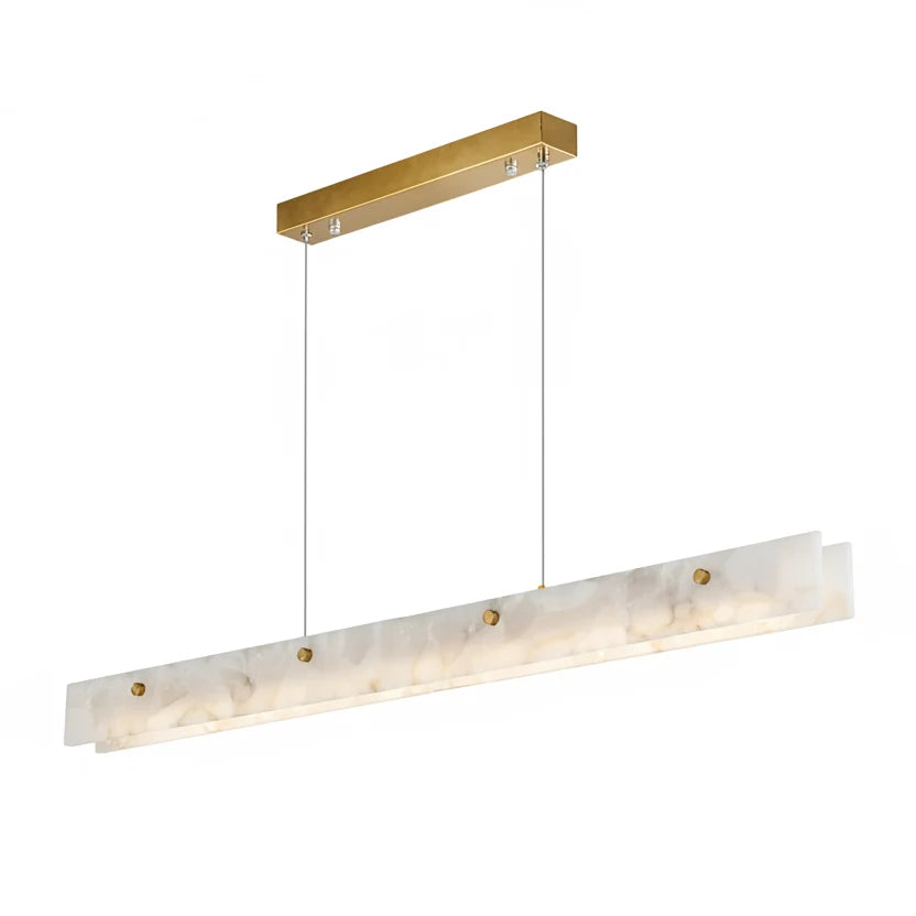 Lineaire Kroonluchter Albast Natuursteen Metaal Dimbaar LED Verlichting Eetkamer Keukeneiland Luxe Design | Sulvida