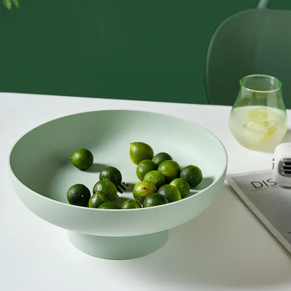 Fruitschaal met deksel 26 cm modern design kunststof groen wit geel roze praktische keukenopslag bewaardoos | Sulvida