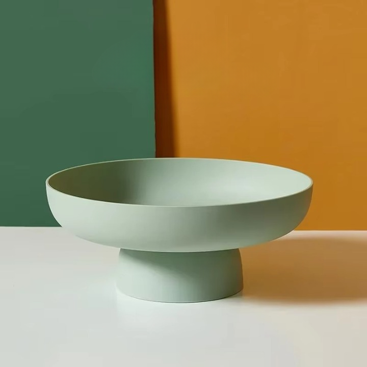 Fruitschaal met deksel 26 cm modern design kunststof groen wit geel roze praktische keukenopslag bewaardoos | Sulvida