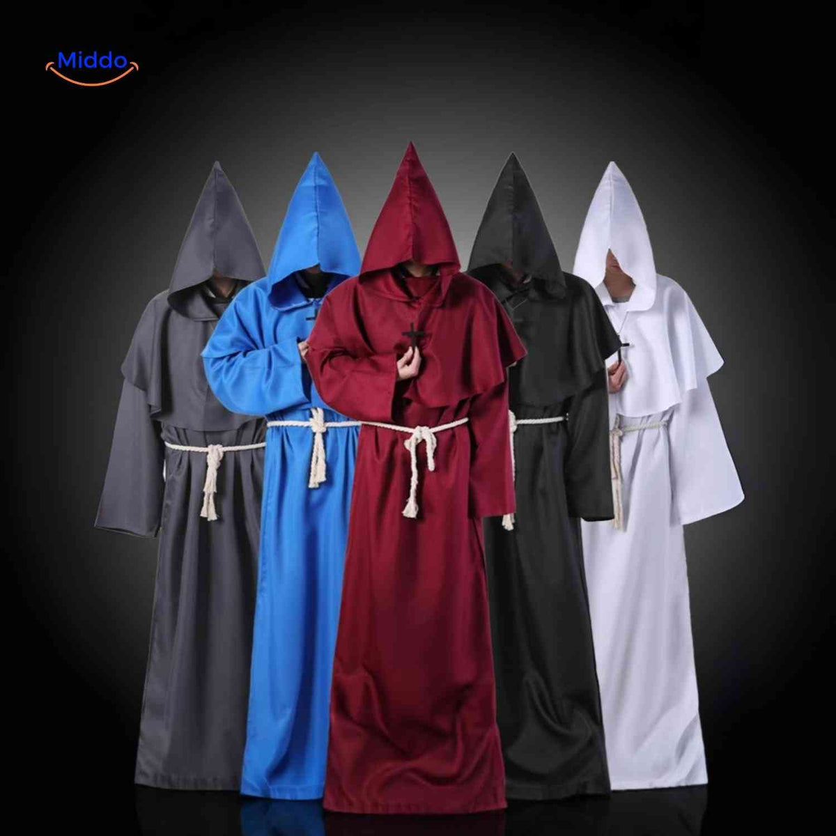 Middeleeuws Monniken Kostuum Halloween Verkleedkleding met Capuchon Volwassenen Carnaval Feest Outfit | Sulvida