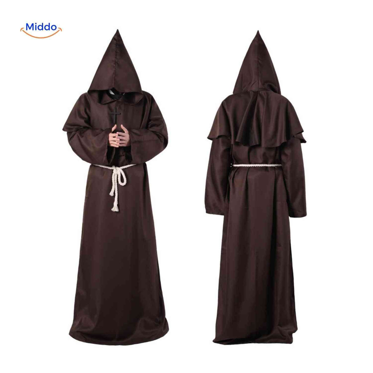 Middeleeuws Monniken Kostuum Halloween Verkleedkleding met Capuchon Volwassenen Carnaval Feest Outfit | Sulvida