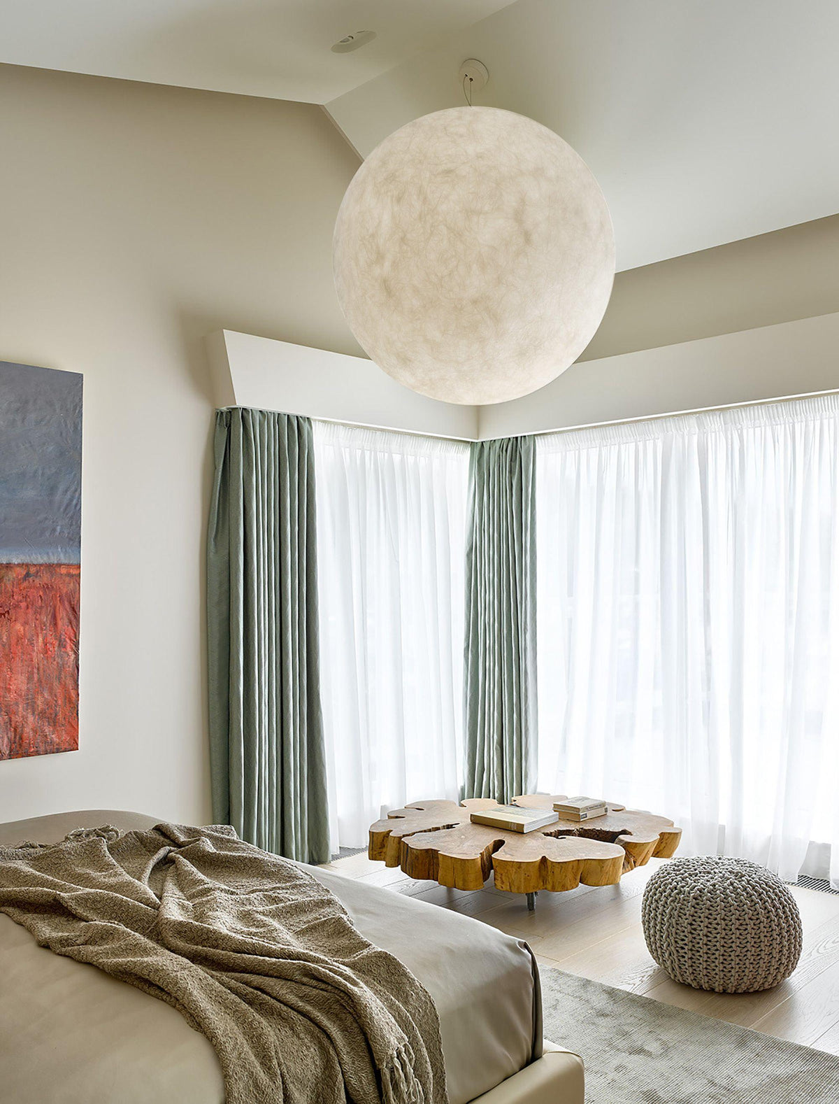 Hanglamp Bol Wit Modern Design FRP Glasvezel Woonkamer Eetkamer Slaapkamer Hal Horeca Interieur Verlichting LED E27 | Sulvida