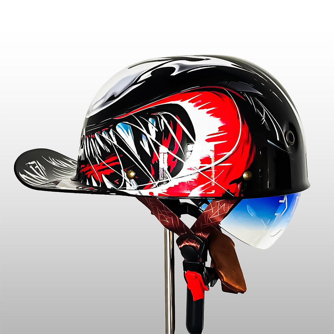 Half Motorhelm Baseball Cap Stijl met Gouden Vleugels Design Vintage Look ABS Schaal Beschermhelm voor Motor Scooter Chopper Cruiser M L XL 2XL | Sulvida