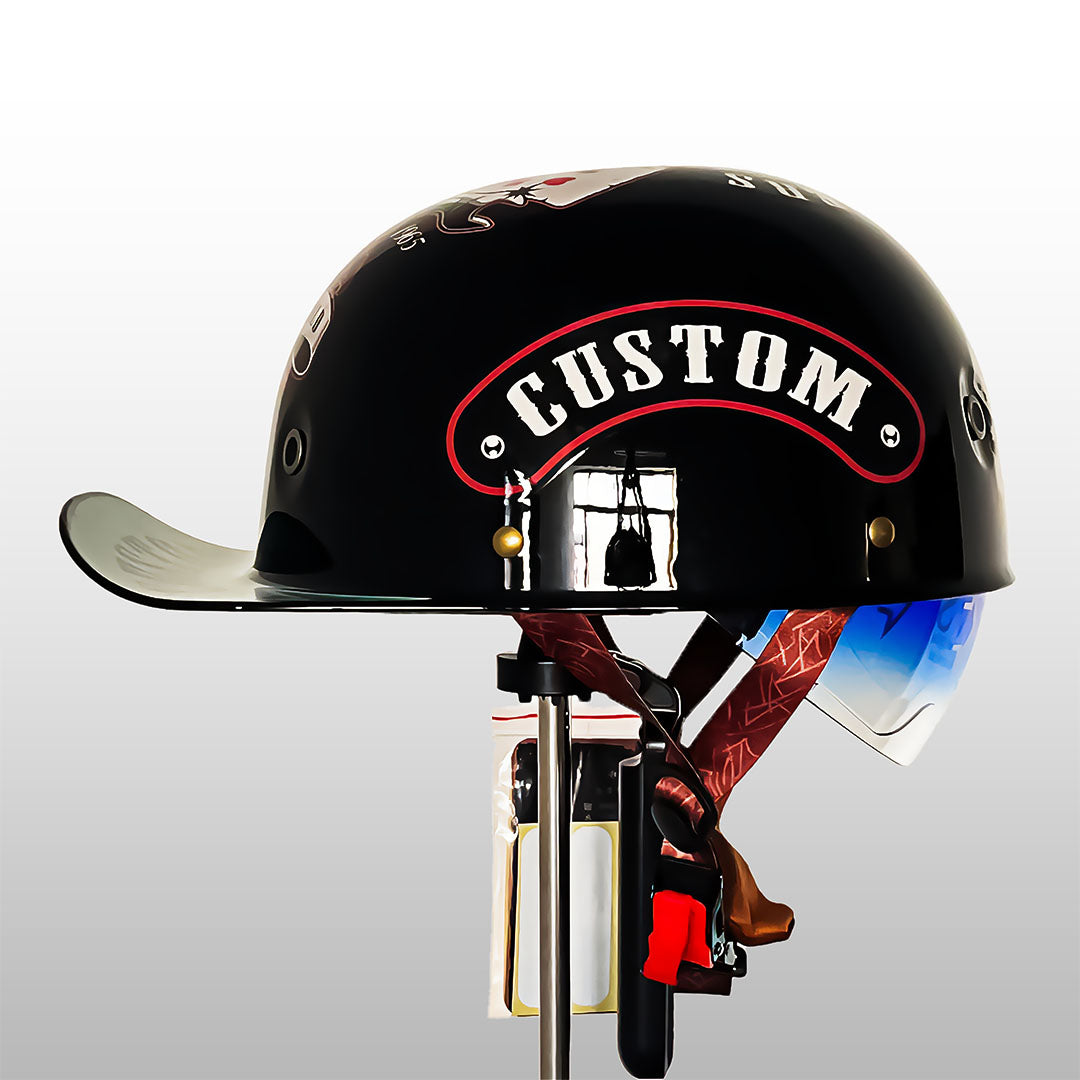 Half Motorhelm Baseball Cap Stijl met Gouden Vleugels Design Vintage Look ABS Schaal Beschermhelm voor Motor Scooter Chopper Cruiser M L XL 2XL | Sulvida