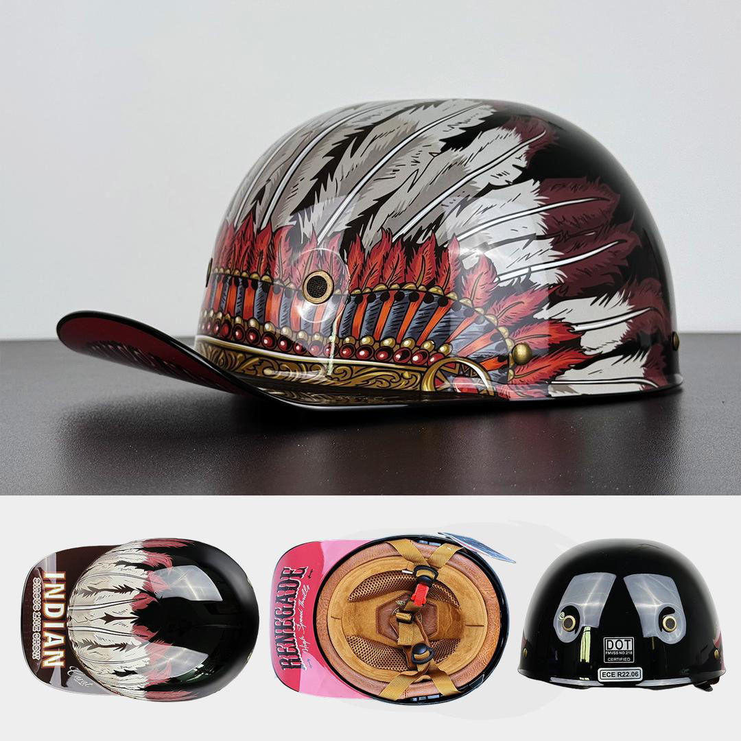 Half Motorhelm Baseball Cap Stijl met Gouden Vleugels Design Vintage Look ABS Schaal Beschermhelm voor Motor Scooter Chopper Cruiser M L XL 2XL | Sulvida