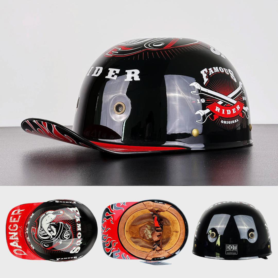 Half Motorhelm Baseball Cap Stijl met Gouden Vleugels Design Vintage Look ABS Schaal Beschermhelm voor Motor Scooter Chopper Cruiser M L XL 2XL | Sulvida