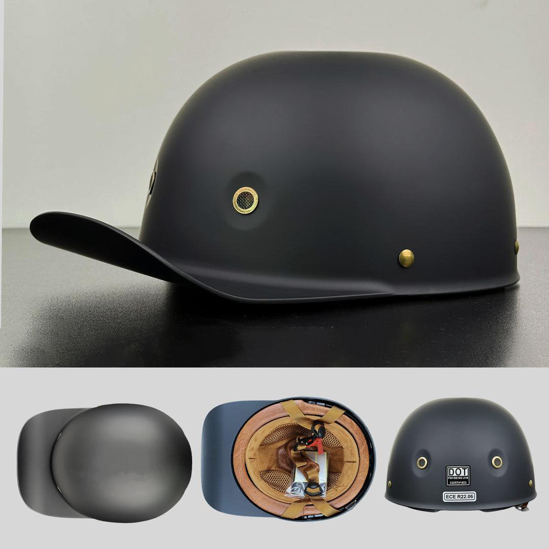 Half Motorhelm Baseball Cap Stijl met Gouden Vleugels Design Vintage Look ABS Schaal Beschermhelm voor Motor Scooter Chopper Cruiser M L XL 2XL | Sulvida