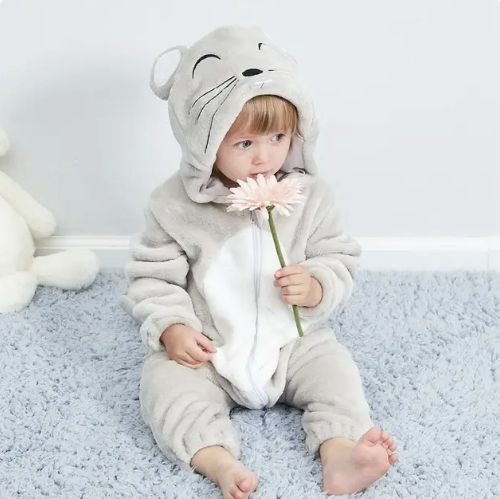 Baby Onesie met Dierencapuchon – Zachte Romper voor Kinderen – Katoen Polyester – Rits Eendelig Speelpak | Sulvida
