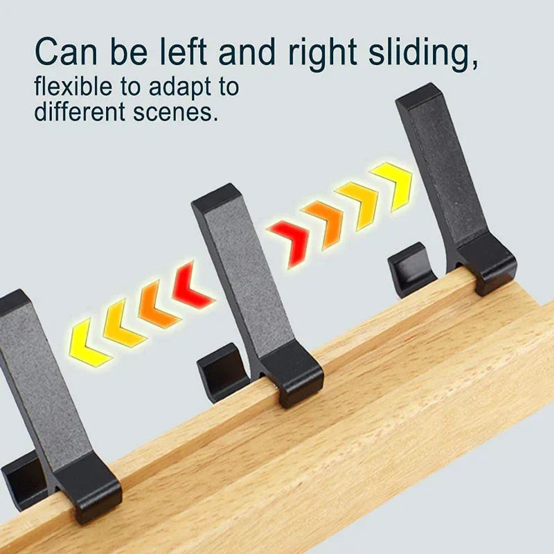 Wandkapstok met Vijf Verstelbare Dubbele Haken Scandinavisch Design Rubberwood Aluminium voor Entree Hal Garderobe | Sulvida
