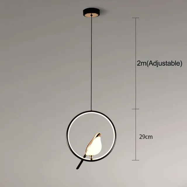 Suspension avec motif d'oiseau doré et éclairage LED | Design durable pour salon et salle à manger | Sulvida