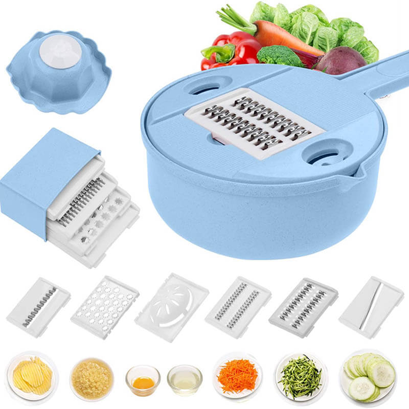 Coupe-légumes 12-en-1, ustensile de cuisine multifonction avec râpe et mandoline pour couper les légumes et les fruits | Sulvida