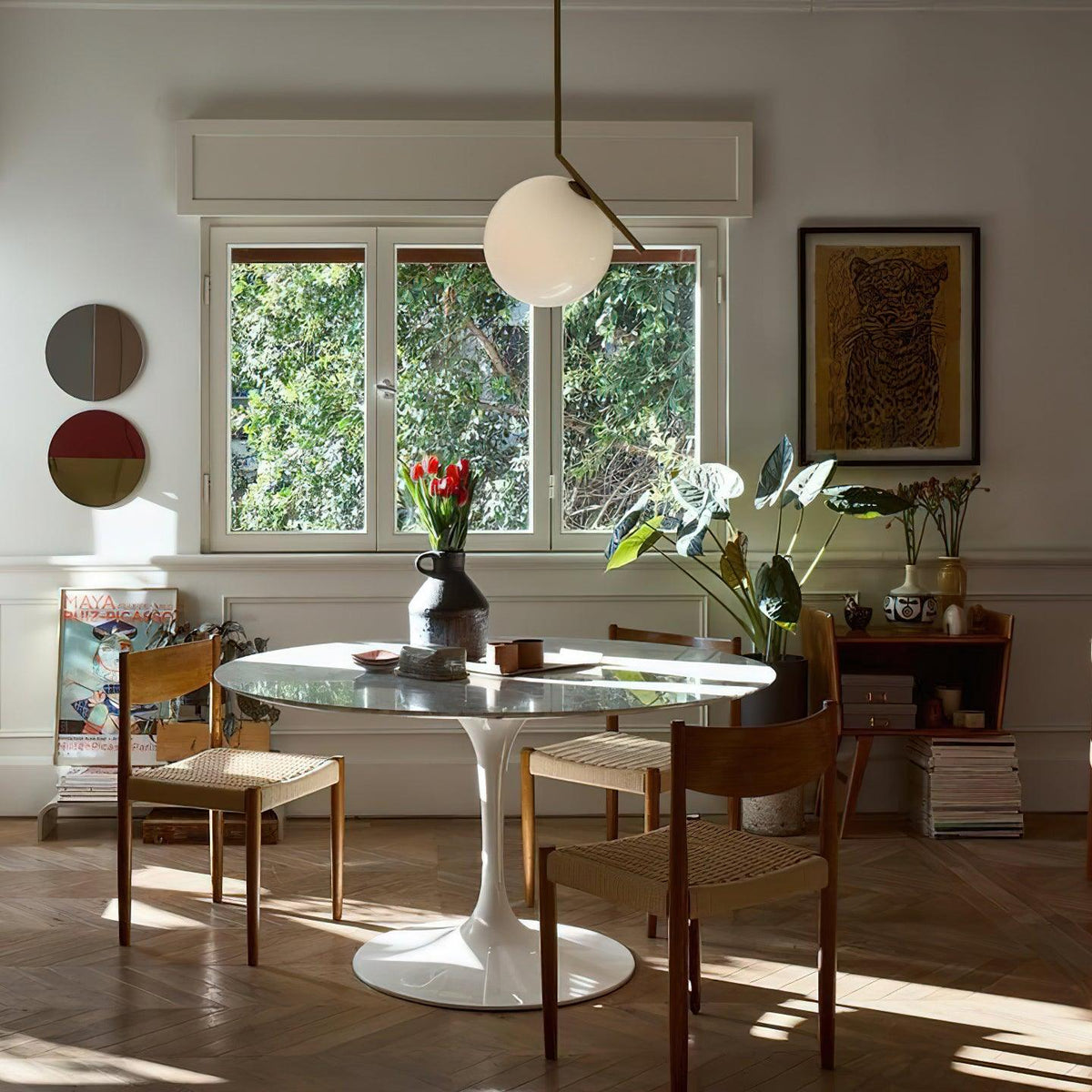 Glazen Hanglamp met Messing Afwerking Elegante Eetkamer en Woonkamer Pendel Verlichting E27 Fitting Design | Sulvida