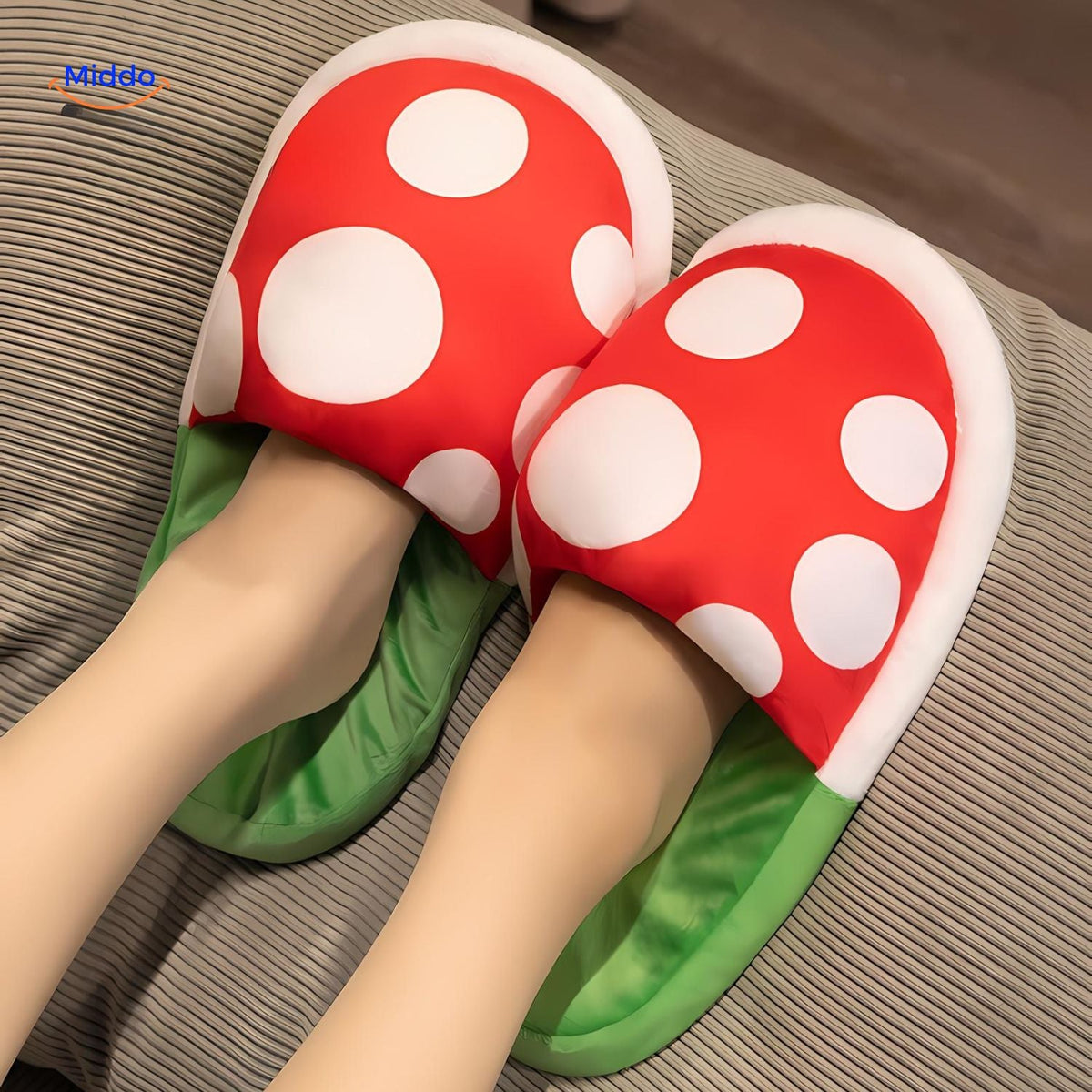 Warme katoenen paddenstoelsloffen uniek ontwerp binnen animé gamefans comfort pantoffels huis slippers | Sulvida