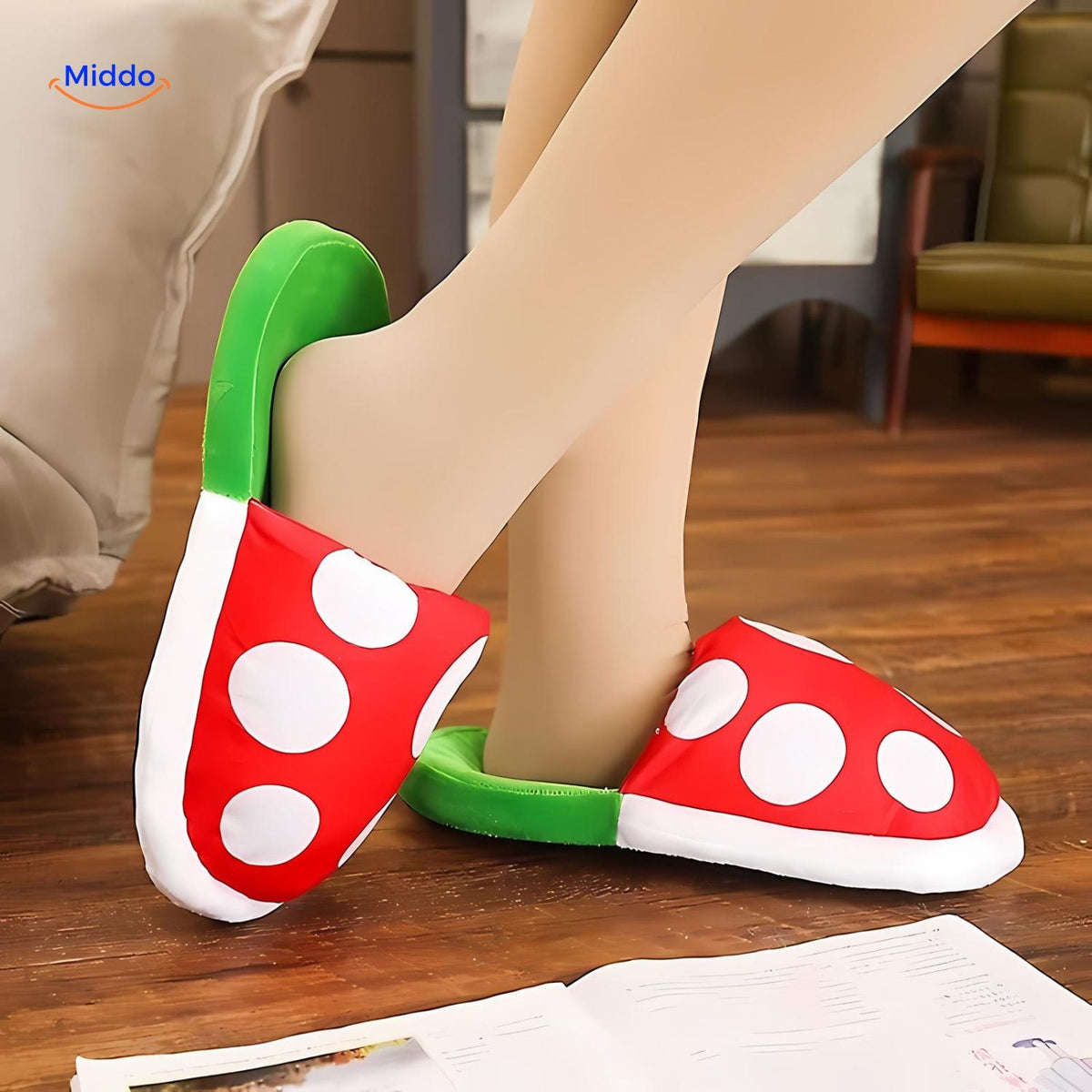 Warme katoenen paddenstoelsloffen uniek ontwerp binnen animé gamefans comfort pantoffels huis slippers | Sulvida