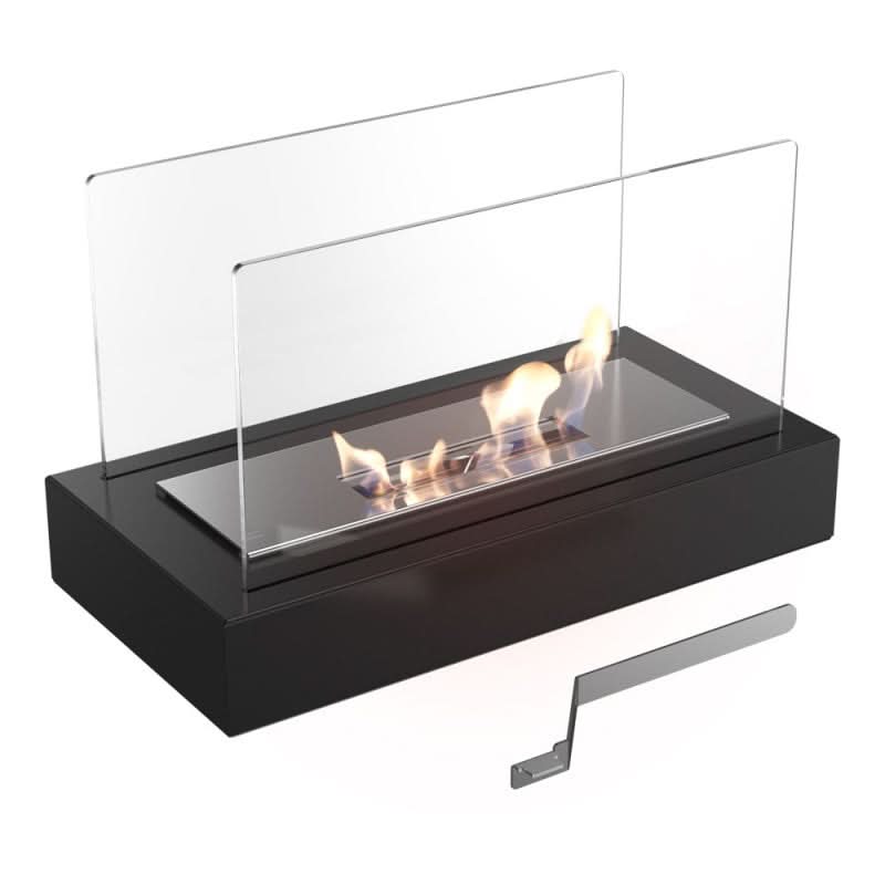Tafelkachel met bioethanol glas en staal 28 × 14 cm sfeervolle kaarsvlam sfeervuur decoratief voor binnen buiten | Sulvida