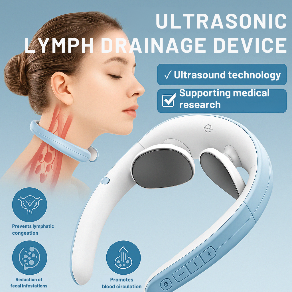 Ultrasoon Lymfedrainage Nekmassageapparaat | Draadloos Ontspanning- & Vormingsapparaat | Stimuleert Lymfeafvoer Spierherstel Doorbloeding | Sulvida