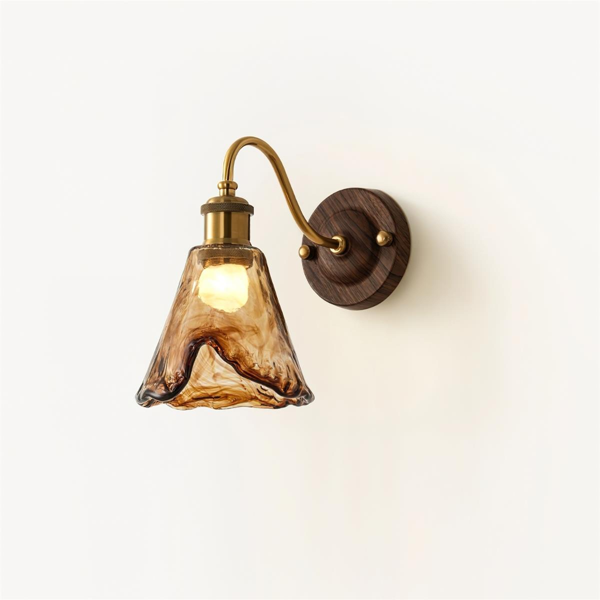 Wandlamp Glas en Hout Goudkleurig Vintage Design Sfeerlicht voor Woonkamer Slaapkamer en Hal Sfeervolle Wandverlichting | Sulvida