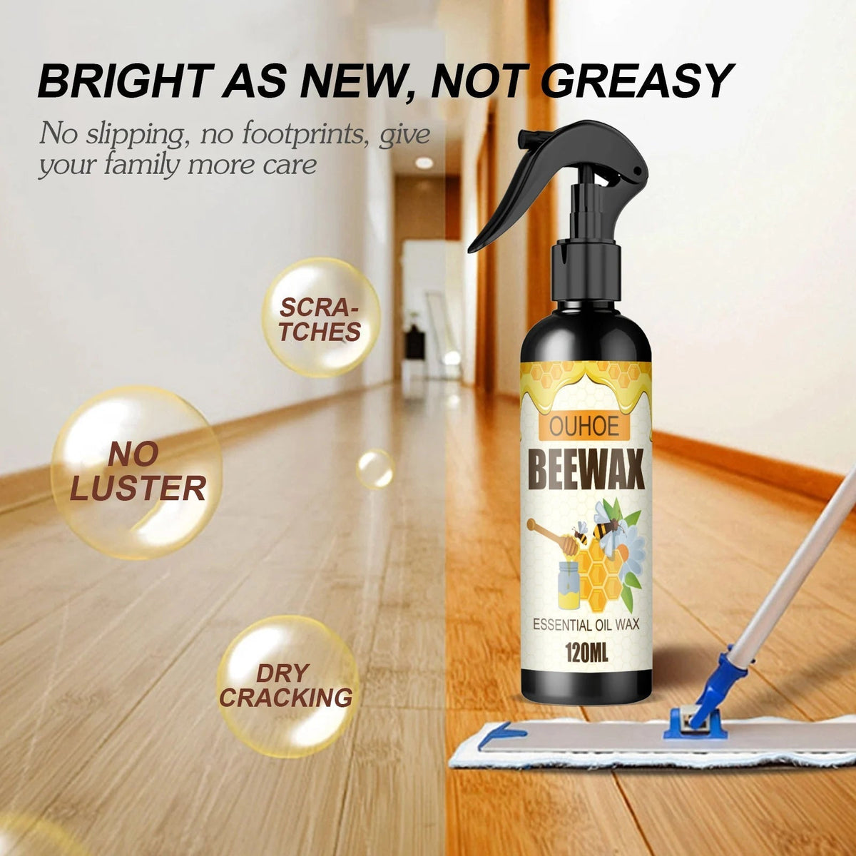 Bijenwasspray Natuurlijke Meubelonderhoudsverzorging Giftvrij 120ml Hout Glans Bescherming Meubelverzorging | Sulvida
