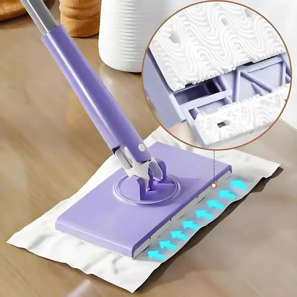 Compacte 360° Dweilsteel met Drukknop – Handig Schoonmaaksysteem voor Woonkamer Keuken Badkamer Laminaat | Sulvida