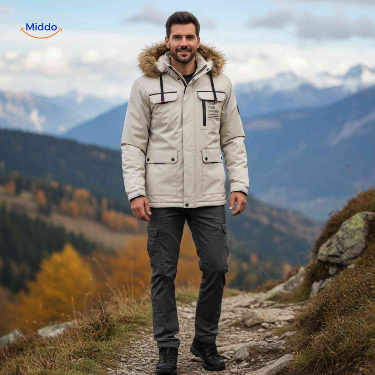 Waterdichte Herenparka met Capuchon en Bontkraag – Zwart Groen Beige – Winterjas Heren 4-in-1 Outdoor | Sulvida