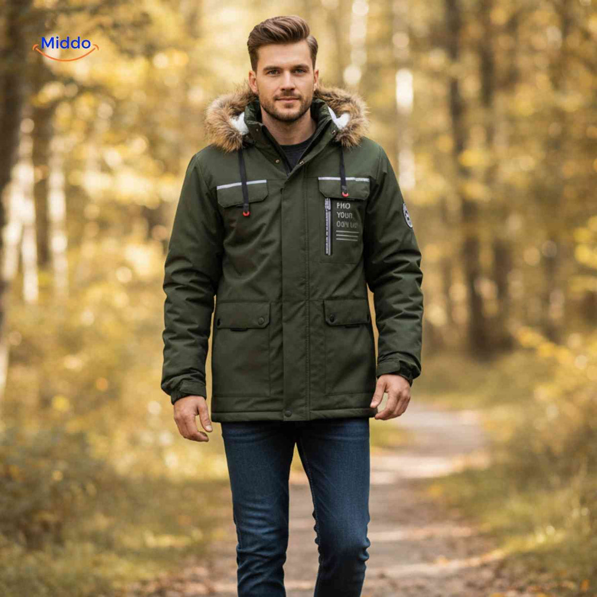 Waterdichte Herenparka met Capuchon en Bontkraag – Zwart Groen Beige – Winterjas Heren 4-in-1 Outdoor | Sulvida