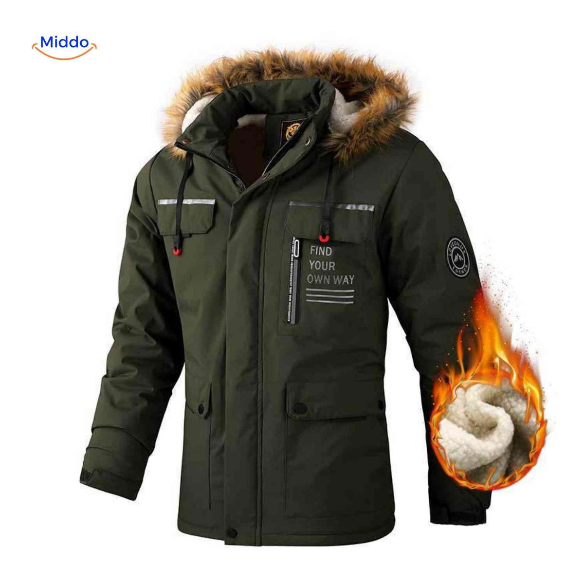 Waterdichte Herenparka met Capuchon en Bontkraag – Zwart Groen Beige – Winterjas Heren 4-in-1 Outdoor | Sulvida