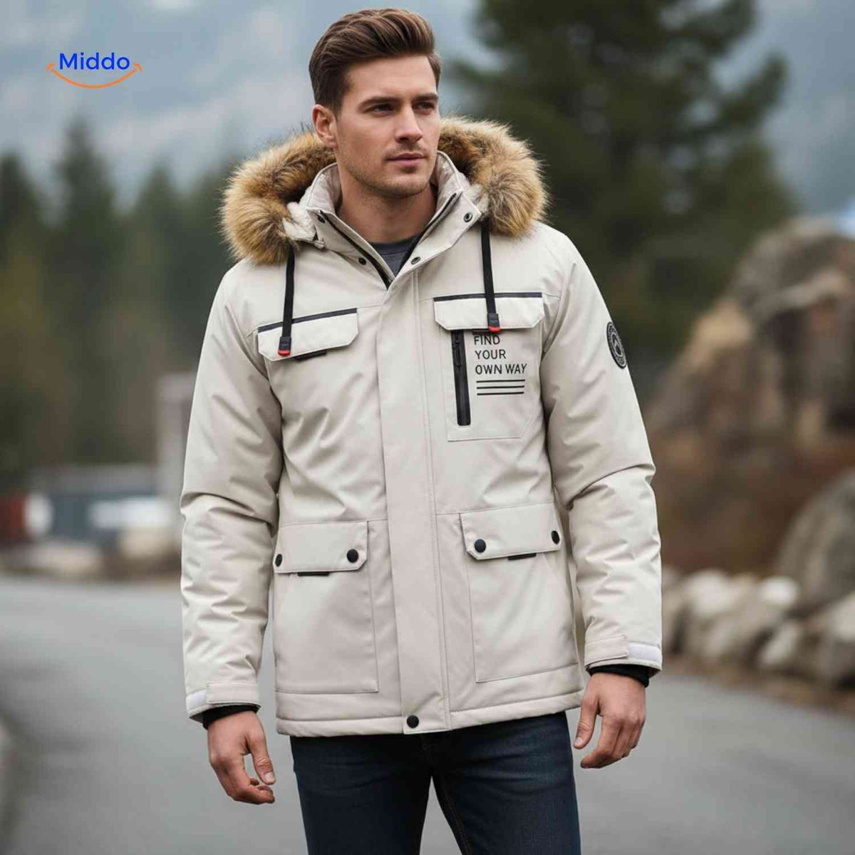 Waterdichte Herenparka met Capuchon en Bontkraag – Zwart Groen Beige – Winterjas Heren 4-in-1 Outdoor | Sulvida
