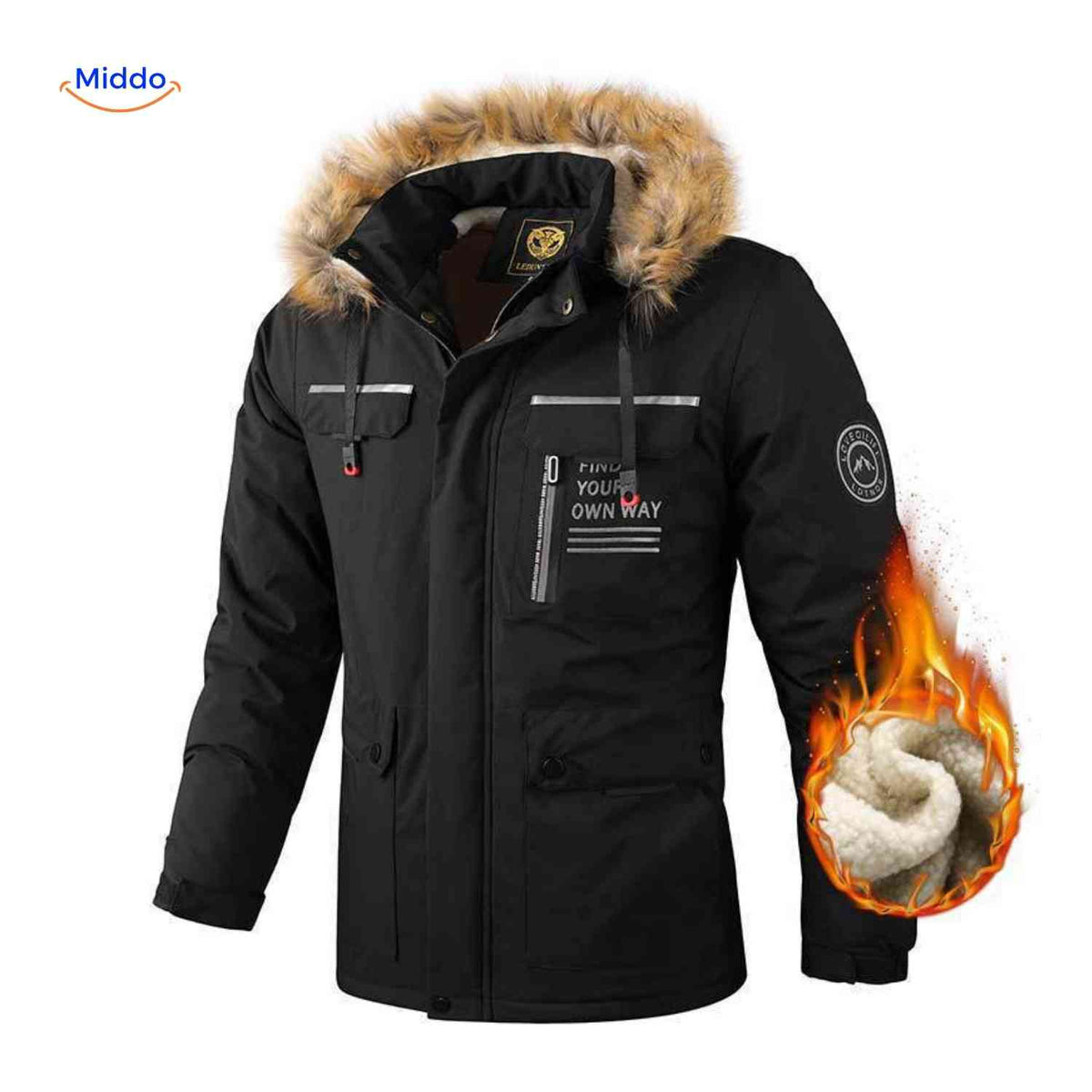 Waterdichte Herenparka met Capuchon en Bontkraag – Zwart Groen Beige – Winterjas Heren 4-in-1 Outdoor | Sulvida
